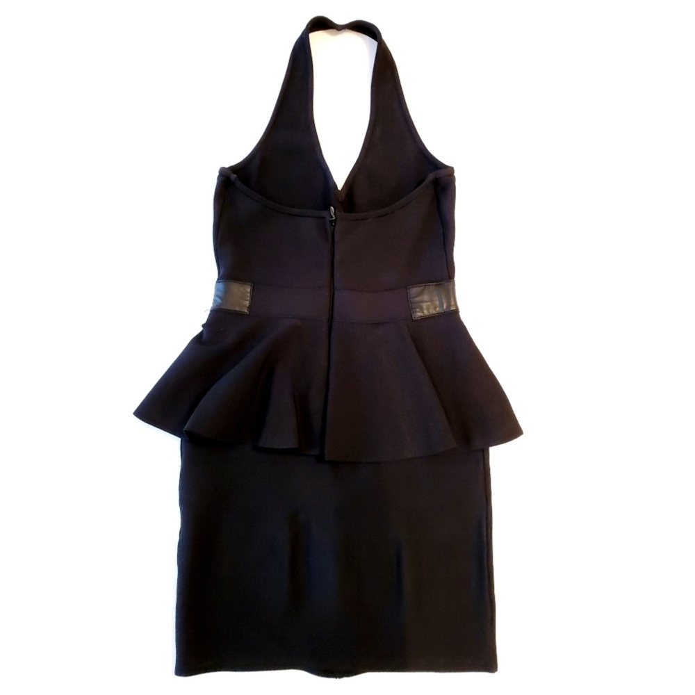 bebe Black Halter Peplum Bandage Dress - Picture 5 of 8